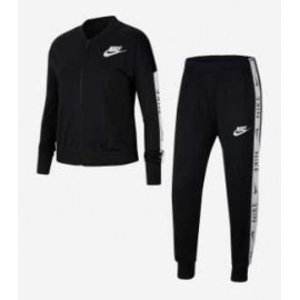 Nike Junior G Trk Suit Tricot Tuta Triac Nera Bande Scritte Bia Junior Bimba - Giuglar Shop