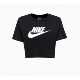 Nike W Nsw Tee Essntl Cropped Icn Ftra Blk/Wht T-Shirt M/M Nera Donna - Giuglar Shop