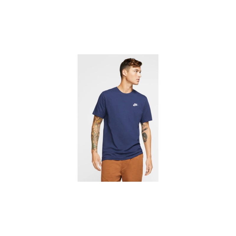 Nike M Nsw Club Tee Midn Navy/Wht T-Shirt M/M Blu Logo Piccolo Uomo-Giuglar Shop