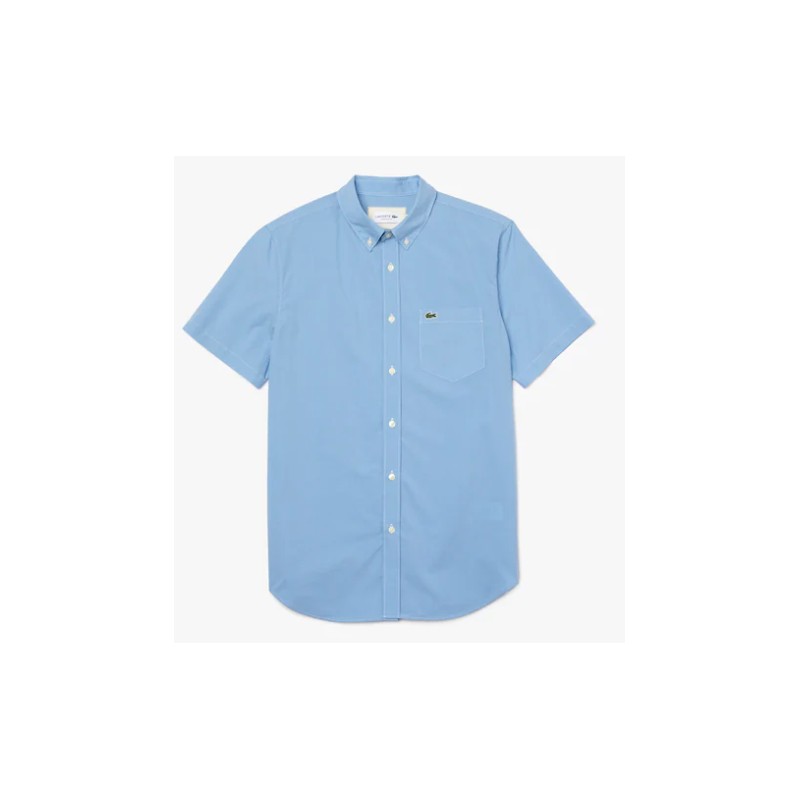 Lacoste Camicia M/M Regular Fit Quadretto Piccolo Azzurra Uomo-Giuglar Shop