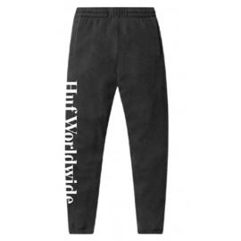 Huf Essentials Fleece Pantalone Cot Felp Pols Nero Scritt Gamba Uomo-Giuglar Shop