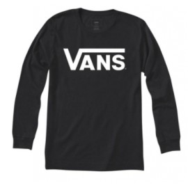 By Vans Drop V Ls Boys T-Shirt M/L Nera Logo Bianco Junior Bimbo-Giuglar Shop