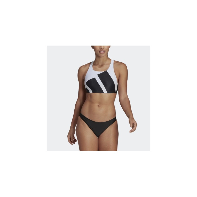 Adidas B Bars Bikini Top+Slip Nero/Bianco Logo Grande Donna - Giuglar Shop