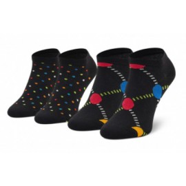 Happy Socks 2-Pack Mini Dot Low Sock Nero/Pois Multicolor-Giuglar