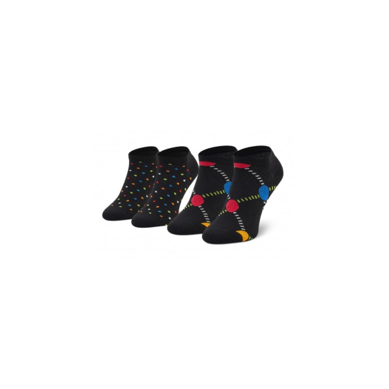 Happy Socks 2-Pack Mini Dot Low Sock Nero/Pois Multicolor-Giuglar