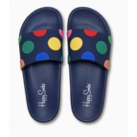 Happy Socks Pool Slider Dot Ciabatta Fascia Blu Pois Multicolor Uomo - Giuglar Shop