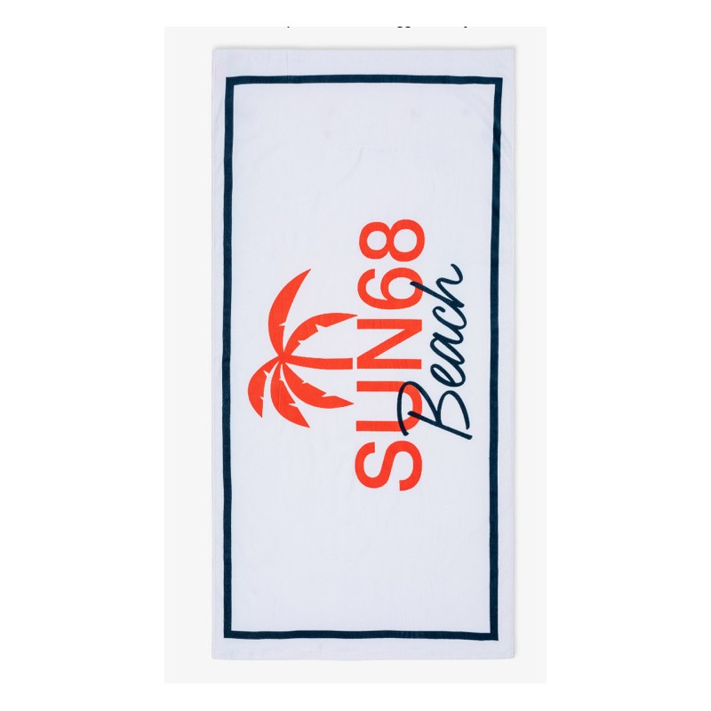 Sun 68 Big Towel Logo Telo Mare Spugna Arancio/Bianco - Giuglar Shop