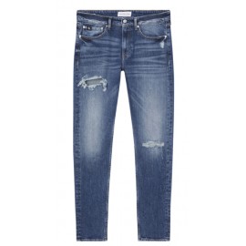 Calvin Klein Jeans Slim Taper Denim Dark Jeans Con Rotture Uomo - Giuglar Shop
