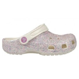 Crocs Classic Glitter Clog K Oyster Bianco/Glitter Rosa Junior - Giuglar Shop