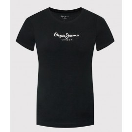 Pepe Jeans New Virginia Ss N Black T-Shirt M/M Portalogo Nera Donna - Giuglar Shop