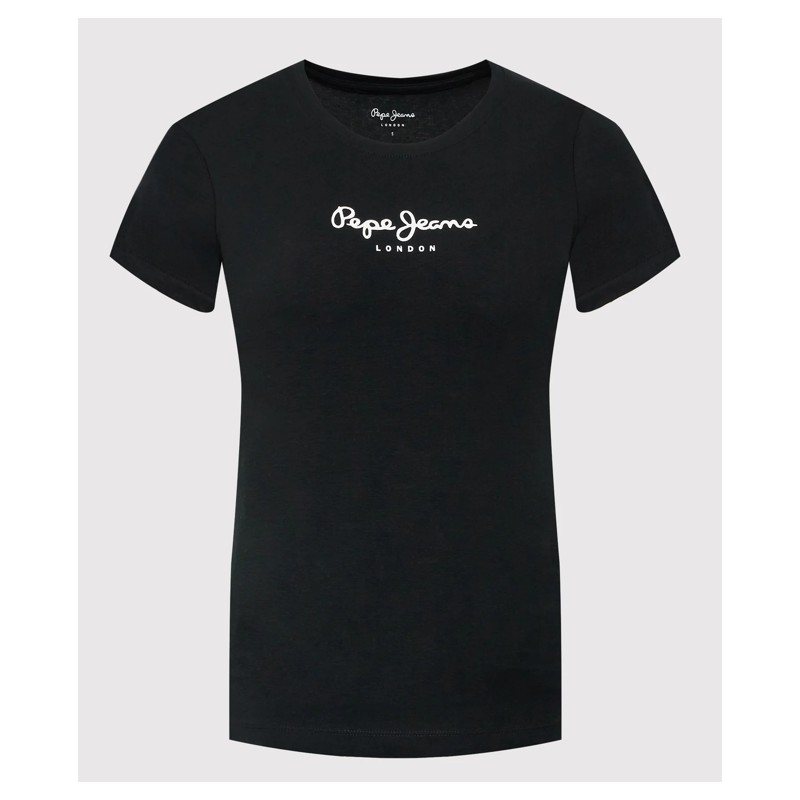 Pepe Jeans New Virginia Ss N Black T-Shirt M/M Portalogo Nera Donna - Giuglar