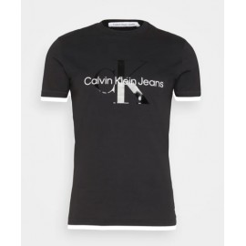 Calvin Klein Jeans Seasonal Monologo T-Shirt M/M Nera Logo Grande Uomo - Giuglar Shop