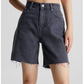 Calvin Klein Jeans Bermuda Mom Short Mid Length Denim Washed Black - Giuglar