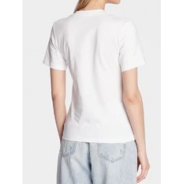 Calvin Klein Jeans Micro Monologo Slim V-Neck T-Shirt Scollo V Bianca Donna  | Giuglar