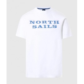 North Sails Ss T-Shirt M/M With Graphic Bianca Scritta Blu Uomo-Giuglar