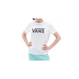 Vans Wm Drop V Ss Crew-B White-Black T-Shirt M/M Bia Logo Ner Donna - Giuglar