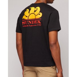 Sundek New Herbert T-Shirt M/M Nera Taschino Sole Arancio Uomo - Giuglar Shop