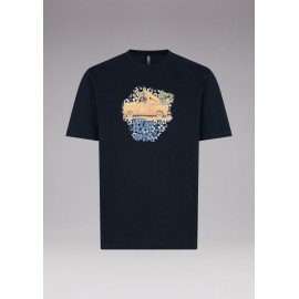 Effek T-Shirt M/M Blu Stampa Furgoncino Giallo Uomo - Giuglar Shop