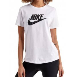 Nike W Nsw Tee Essntl Icn Ftra White T-Shirt M/M Bian Logo Nero Donna - Giuglar