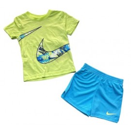 Nike Junior B Nk W Air Mesh Set Balt Blu T-Shirt+Short Lime/Azz Baby Bimbo - Giuglar