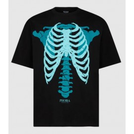 Phobia T-Shirt M/M Nera Scheletro Azzurro Uomo - Giuglar