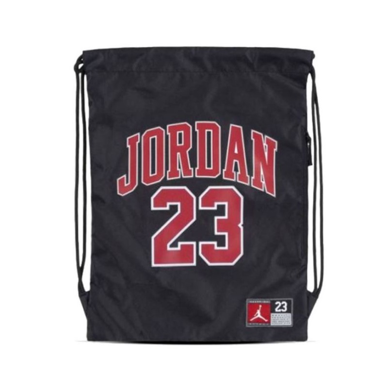 Nike Jordan Jersey Gym Sack Black Sacchetta Nera Scritta Rossa - Giuglar