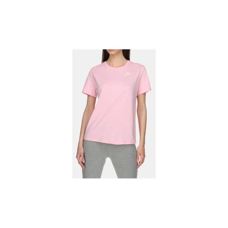 Nike W Nsw Tee Club Med Soft Pink T-Shirt M/M Rosa Logo Piccolo Donna - Giuglar
