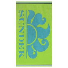 Sundek New Classic Logo Fluo Green 13 Telo Mare Spugna Verde/Azzurro - Giuglar