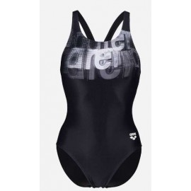 Women'S Arena Overlap Swimsuit V Back Black Costume Int Donna - Giuglar