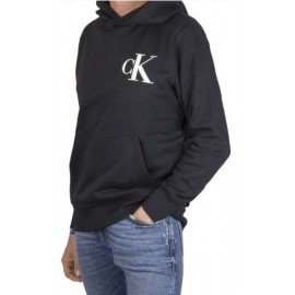 Calvin Klein Jeans Color Monogram Graphic Hoodie Felpa Capp Logo Nera Uomo - Giuglar