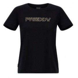 Freddy Basic Cotton Evolution T-Shirt M/M Scritta Nera Donna - Giuglar