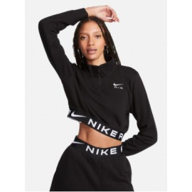 Nike W Nsw Air Flc Top Blk/Wht Felpa 1/2 Zip Cropped Nera Donna - Giuglar Shop
