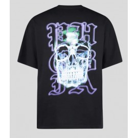 Phobia Black T-Shirt Wit Skull Print T-Shirt M/M Nera Stampa Retro Uomo - Giuglar