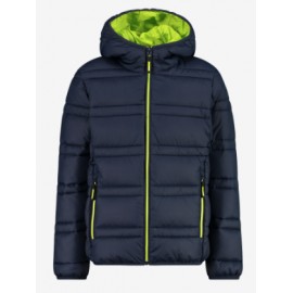 Cmp Kid Jacket Fix Hood Ecopiumino Capp Blu Int Lime Junior Bimbo - Giuglar Shop