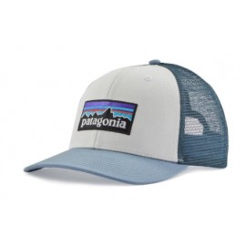 Patagonia P-6 Logo Trucker Hat Wht W/Lght Plume Gry Cappellino Visiera Gri - Giuglar Shop