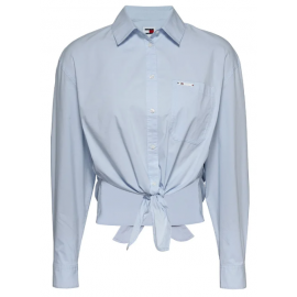 Tommy Jeans Tjw Front Tie Shirt Camicia M/L Popeline Azzurra Donna - Giuglar