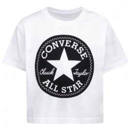 Converse Signature Chuck Patch Boxy T White T-Shirt M/M Logo Junior Bimba - Giuglar