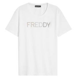 Freddy College Luxe T-Shirt M/M Bianca Stampa Chiodini Donna - Giuglar