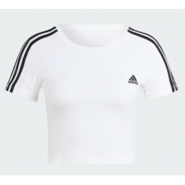 Adidas W 3S Baby T T-Shirt M/M Crop Bianca 3S Nere Donna - Giuglar