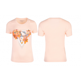 Guess Ss Cn Tropical Triangle T-Shirt M/M Peach Sky Fiori Donna - Giuglar Shop