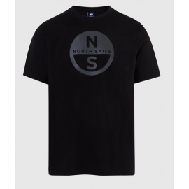 North Sails Basic T-Shirt M/M Short Sleeve - Black Logo Grande Grigio Uomo - Giuglar Shop