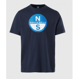 North Sails Basic T-Shirt M/M Short Sleev-Navy Blue Logo Grande Bluette Uomo - Giuglar Shop