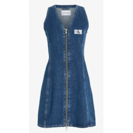 Calvin Klein Jeans Zip Through Sleeveless Dress Abito Denim Medium Zip Donna - Giuglar Shop