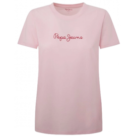 Pepe Jeans Lorette Pink T-Shirt M/M Rosa Portalogo Donna - Giuglar Shop
