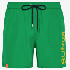 Sun 68 Swim Pant With Macro Logo On Front Verde Prato Boxer Uomo - Giuglar Shop