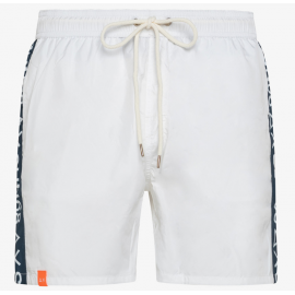 Sun 68 Swim Pant With Tape Logo Boxer Bianco Con Banda Lato Uomo - Giuglar Shop